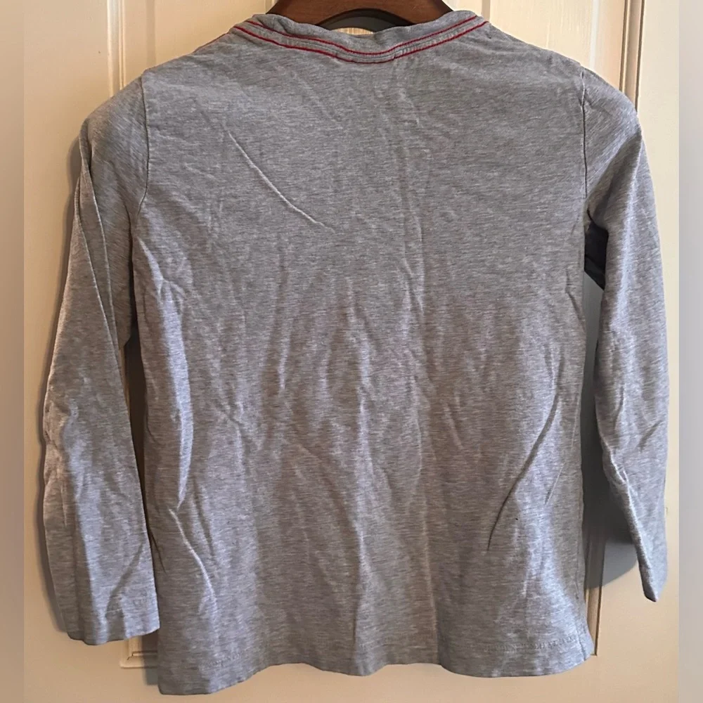 KIDS HANNA ANDERSSON HEATHER GRAY SANTA DINO LONG SLEEVE T-SHIRT - SIZE 6